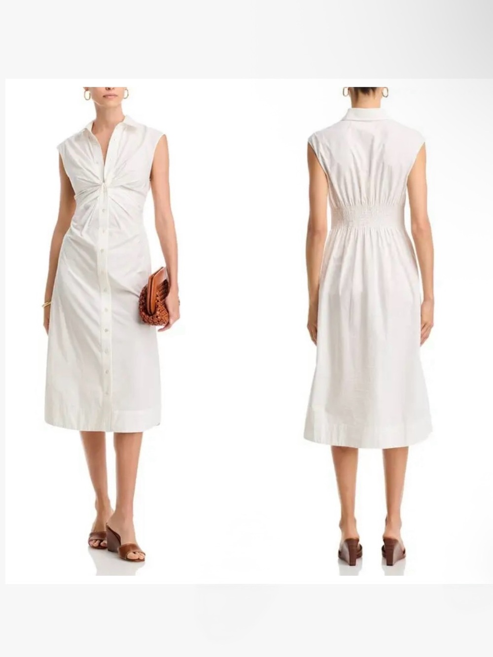 RAMY BROOK
Mihal Midi Dress white Sleeveless Midi Shirt Dress with Front Knot L